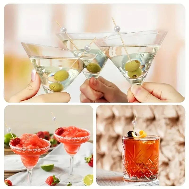 100PCS Disposable Pearl Toothpicks Disposable Bamboo Skewers Fruit Appetizers Cake Desserts Forks Wedding Party Supplies