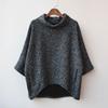 Frühlings Damen Locker Fledermaushemd Jacke Dreiviertelarm Pullover Halber Rollkragen Gestricktes Oberteil