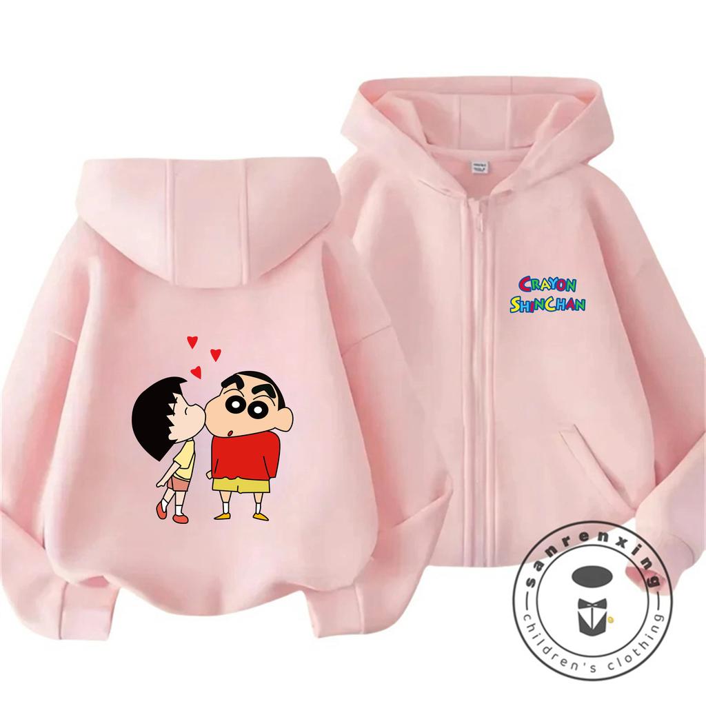 New Casual Zipper Hooded Sweatshirt Kawaii Cartoon Winter Trendy Hoodie Crayon Shin Chan 3 14