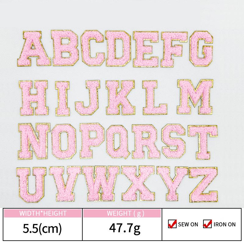 Colorful English Letter Chenille Embroidery Patches Iron on Sew on Garment Alphabet Crochet Patches for Clothing Hat Cap Craft
