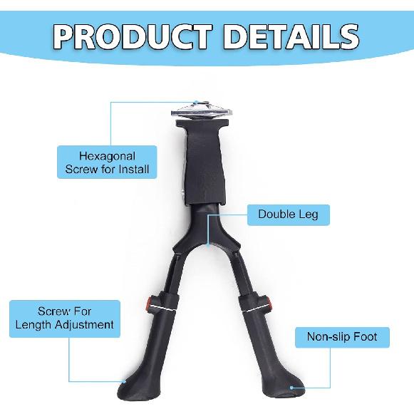 WEEROCK Adjustable Height Bike Kickstand Aluminium Alloy Double Leg Kick Stand Fits For 24/26/28 Inch Single Speed Bicycles