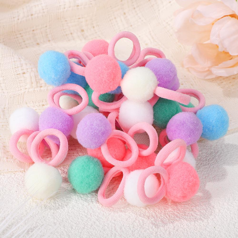 

30 шт. Детские эластичные резинки для волос, резинка с плюшевым шариком для девочек, для детей, сладости, резинка для волос, заколка, детские аксессуары для волос