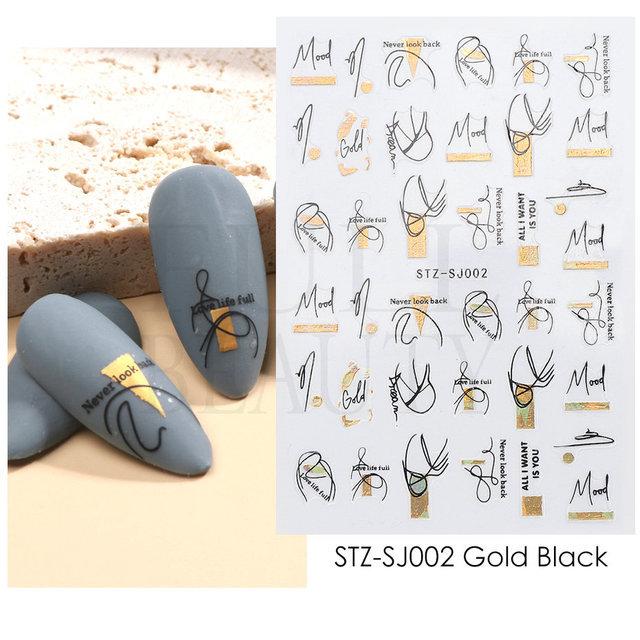 

Абстрактна лінія DIY Наклейки для нігтів для жінок Дівчата Прикраси для нігтів Рожеве золото Весна 3D слайдери для манікюру Наклейки лаку для нігтів