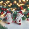Winter Atmosphere Table Decor 2Pcs Christmas Snowman Figurine, Cute Tabletop Decor, Resin Snow Statue with Gift for Friends Knit Hat Scarf Home Mantel