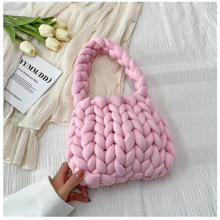 ins handmade knitted bag DIY material bag homemade coarse wool bag Icelandic thread bag armpit bag shoulder bag homemade trendy