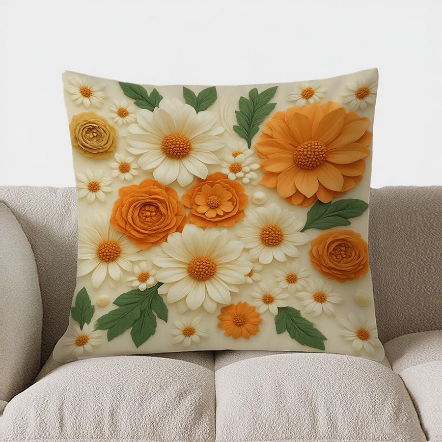 Home Decor Floral 3D Embossed Throw Pillow For Home Decor Pattern Cushion Cover Suitable For Sofa Bedroom Car Pillow Cover