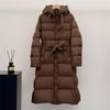 Pinghu Winter Knee-Length Goose Down Puffer Coat - Women's Korean Style