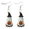 Lightweight Acrylic Earrings Cute Ghost Earrings, with Pumpkin Wizard Hat Decor, Holiday Themed Jewelry Halloween Drop Pendant Party