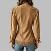 Women's Fashion V-Neck Long Sleeve Top with Trim