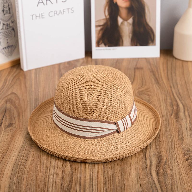 

Соломенная шляпа в стиле британского ретро с широкими полями и ленточными вставками — идеальный вариант для женщин, путешествующих по пляжу, летнего стиля и отдыха на природе ONE SIZE хаки