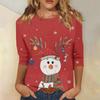 3/4 Sleeve Shirts For Women Print Christmas Tees Blouses Casual Plus Size Basic Tops Pullover