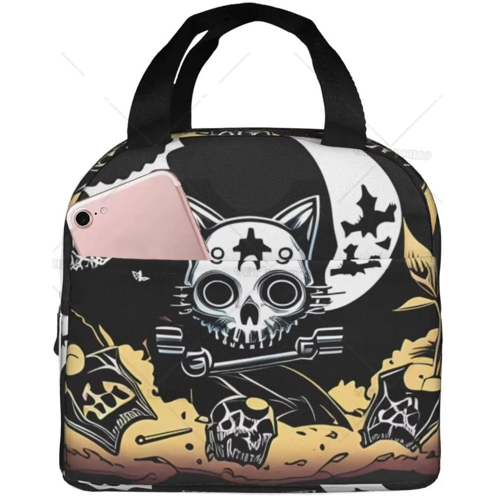 Butterfly Skeleton Cat Insulated Lunch Bag for Women Men, Waterproof Reusable Lunch Cooler Tote,  Lunch Tote for College or Work
