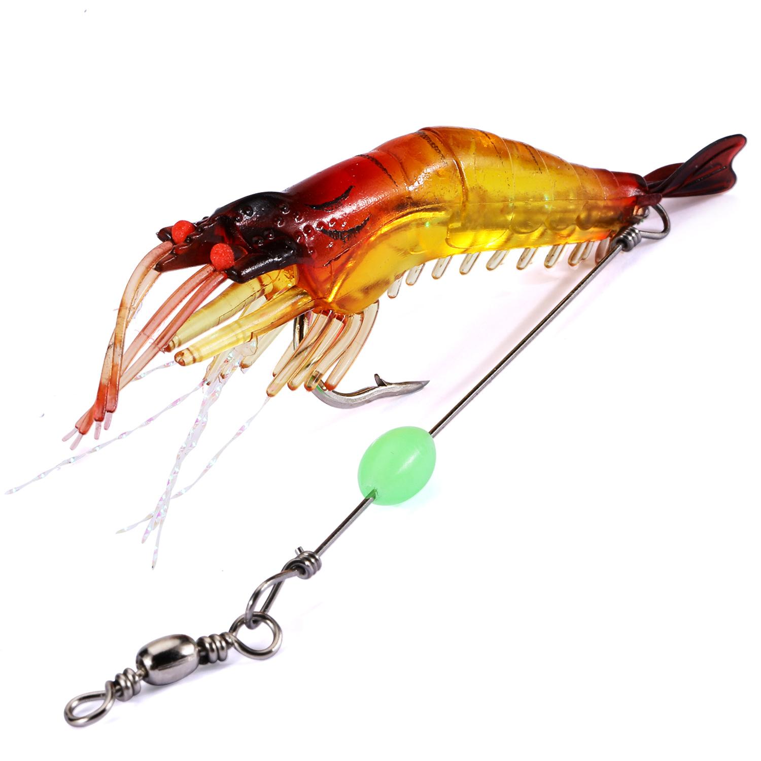 

Sougayilang мягкая рыболовная светящаяся приманка в виде креветки с крючком и вертлюжком, искусственная силиконовая светящаяся рыболовная приманка, набор для ловли рыбы красный