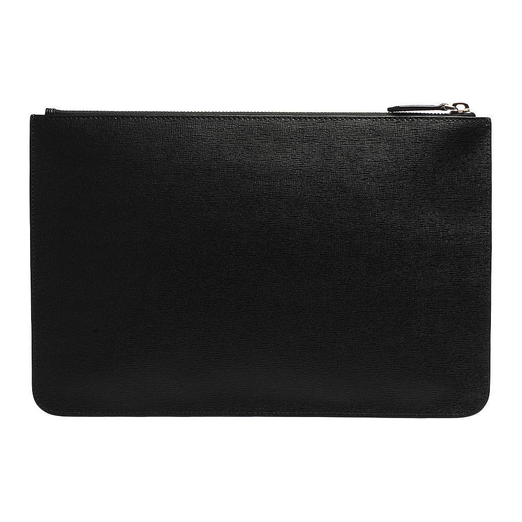Fendi Zipper Closure Genuine Leather Clutch Men Clutch Black 7N0078-52P-F057A