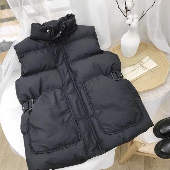 Women's Puffer Vest Casual Sleeveless Hooded Zip Up Jacket Quilted Stand Collar Coat with Pockets Winter Warm Outerwear