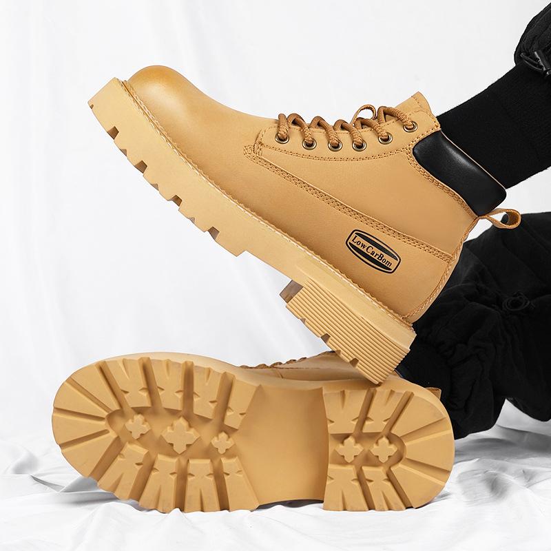 Inner heightening Martin boots men's 8cm winter new British tooling boots leather thick-soled beef tendon sole leather short boots men