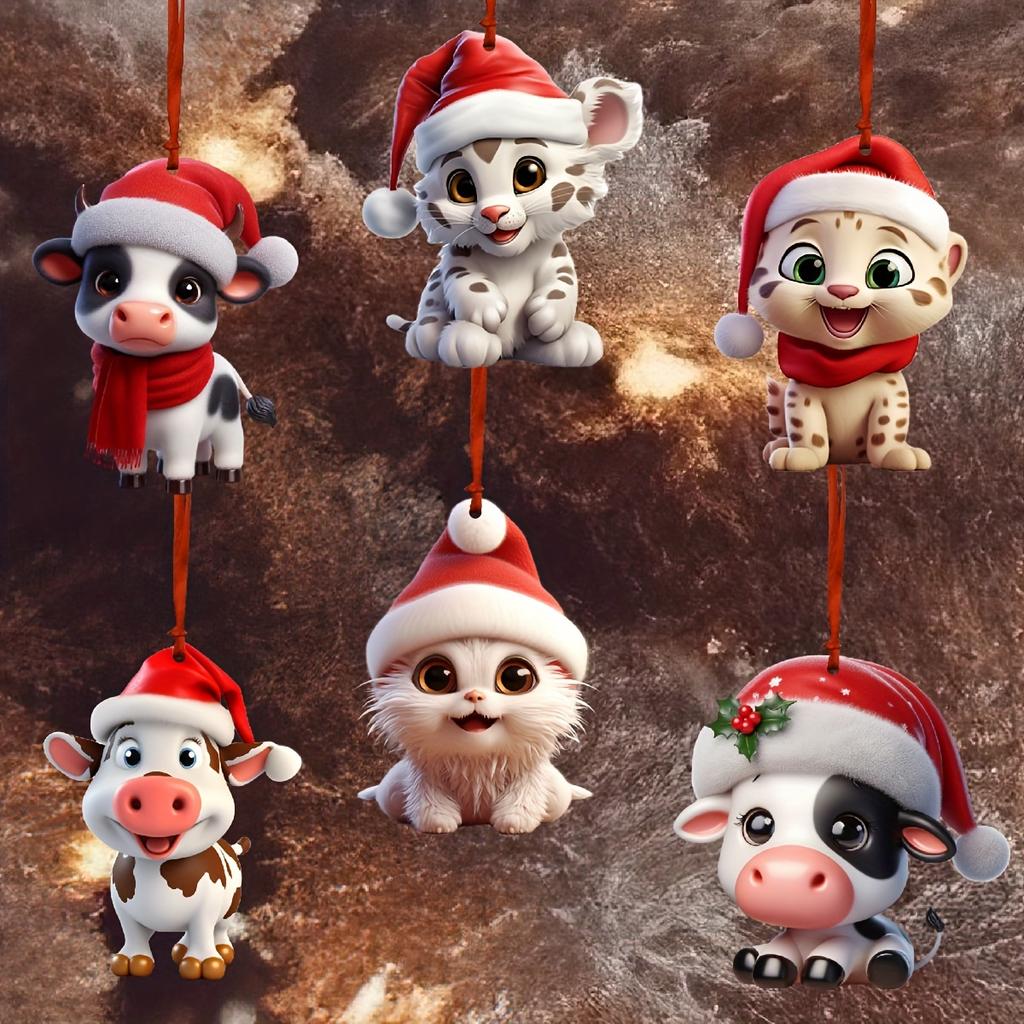 Dekorativer Anhänger für niedliche kleine Tiere, 2D flaches Acryl, geeignet für Weihnachten, Halloween, Türen und Fenster, Gartenanhänger