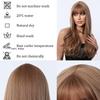 European and American Fashion Big Wave Long Curly Wig, Light Golden Brown Daily Air Bangs Natural High-Temperature Fiber Hairpiece