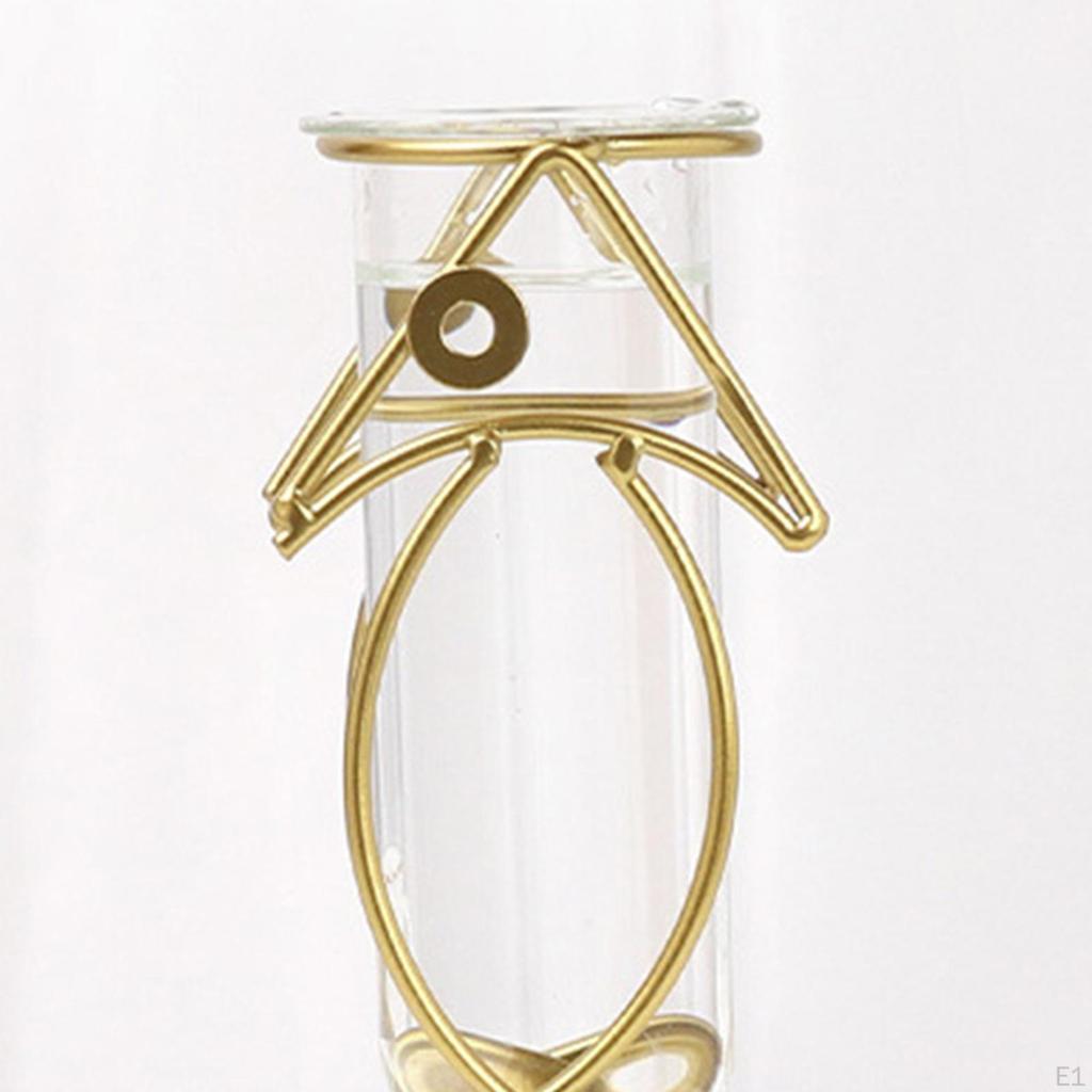 Plants Vase, Iron Dried Flower Vases Holder, Glass Plant Rack Stand for Home Desktop Decoration