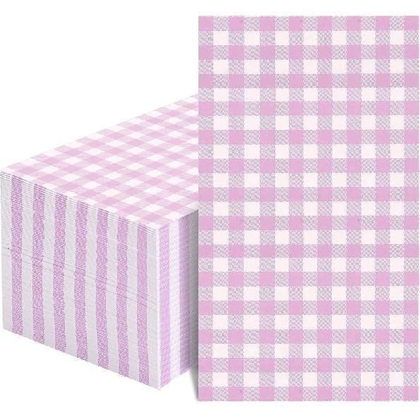 100 Pcs Red Gingham Napkins Disposable - Red and White Checkered Paper Napkins - Plaid Dinner Napkins for Picnic BBQ Birthday Wedding Party Supplies