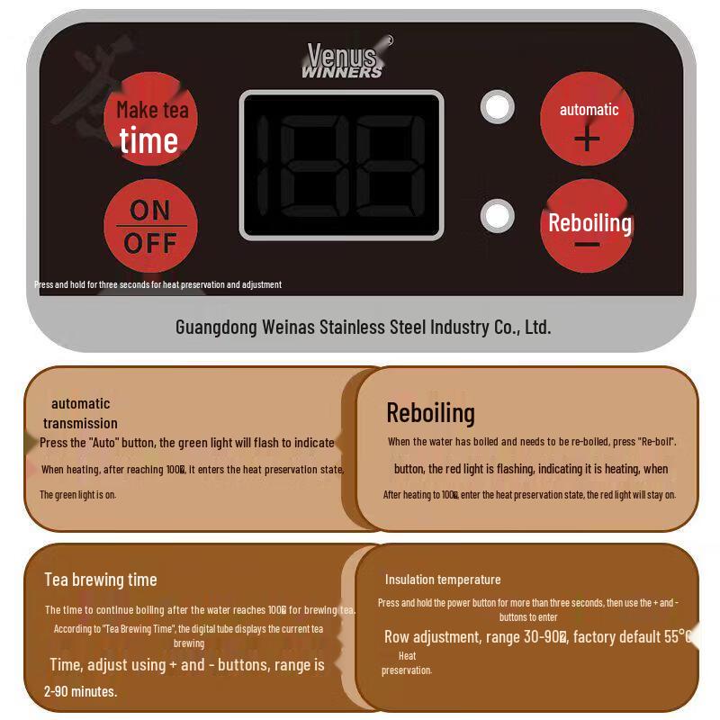 ZISIZ Smart Stainless Steel Tea Kettle