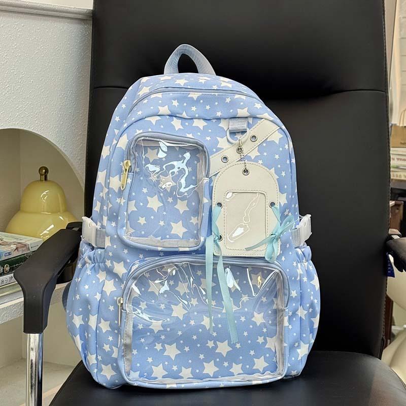 Schoolbag new Korean version ins high value, fresh, sweet and cute star bar pain bag women's lightweight large-capacity backpack
