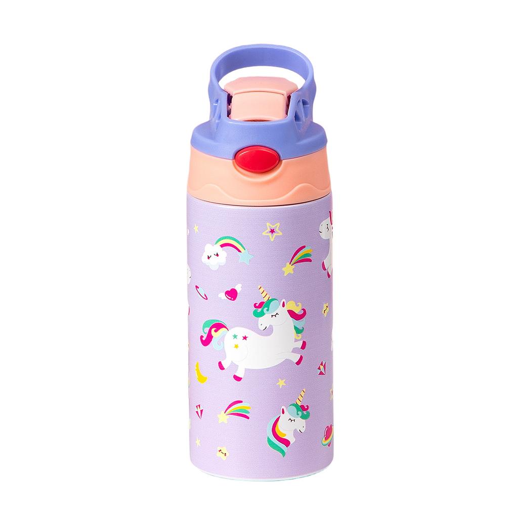 12OZ/350ml Thermosbecher mit Cartoon-Muster Edelstahl-Isolierflasche Niedliche Thermoskanne Tragbarer Handbecher für den Außenbereich