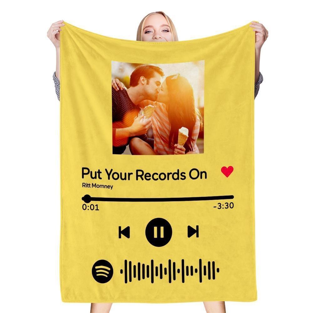Spotify Code Music Code Diy Photo Flannel Blanket Couple Holiday Gift Blanket
