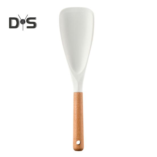 Silicone Cooking Spoon for Nonstick Cookware BPA-Free Wood Handle Heat Resistant Stir Scoop for Mixing Scoop And Scrape