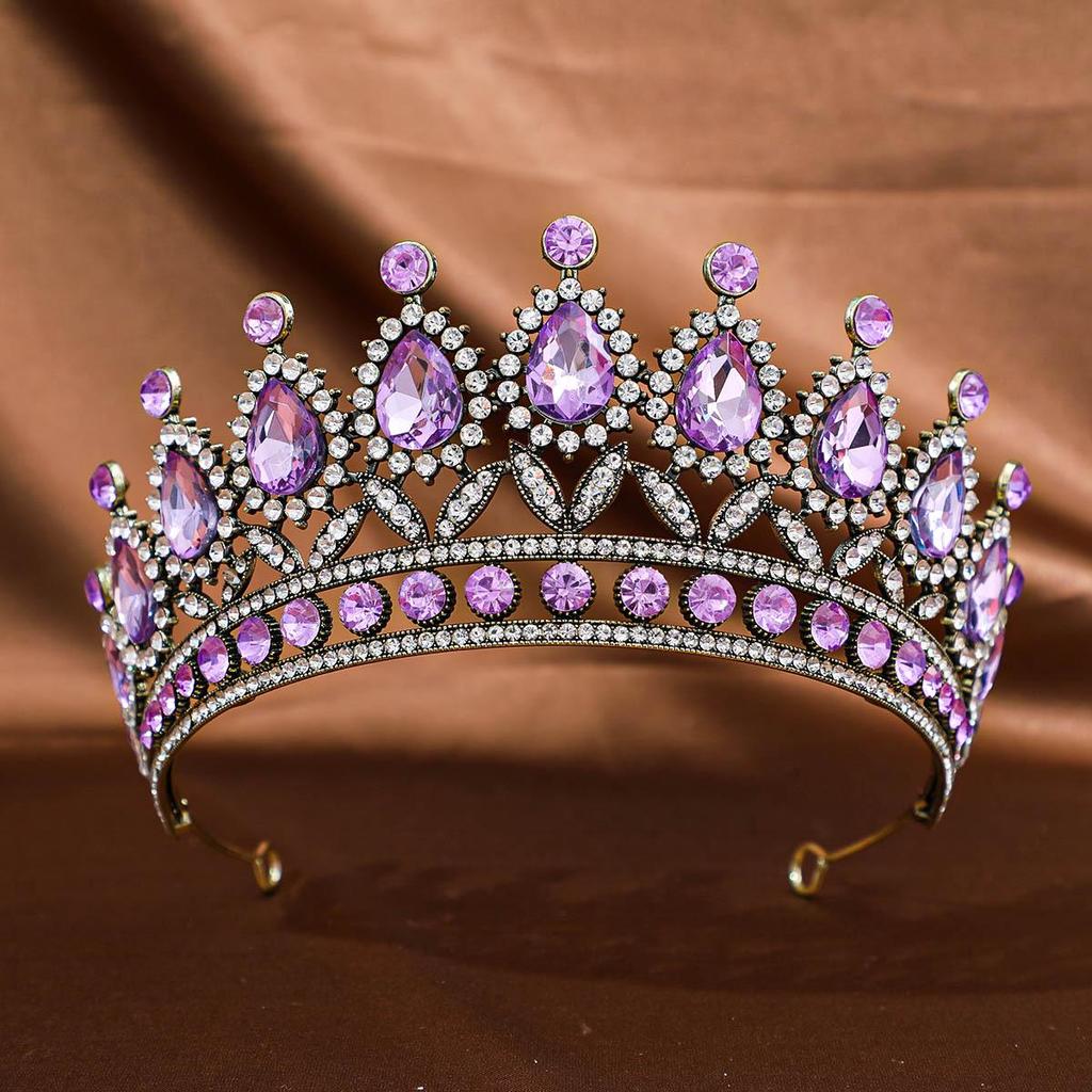 European & American Tiara Bridal Headwear: Princess Crown with Alloy & Inlaid Diamonds
