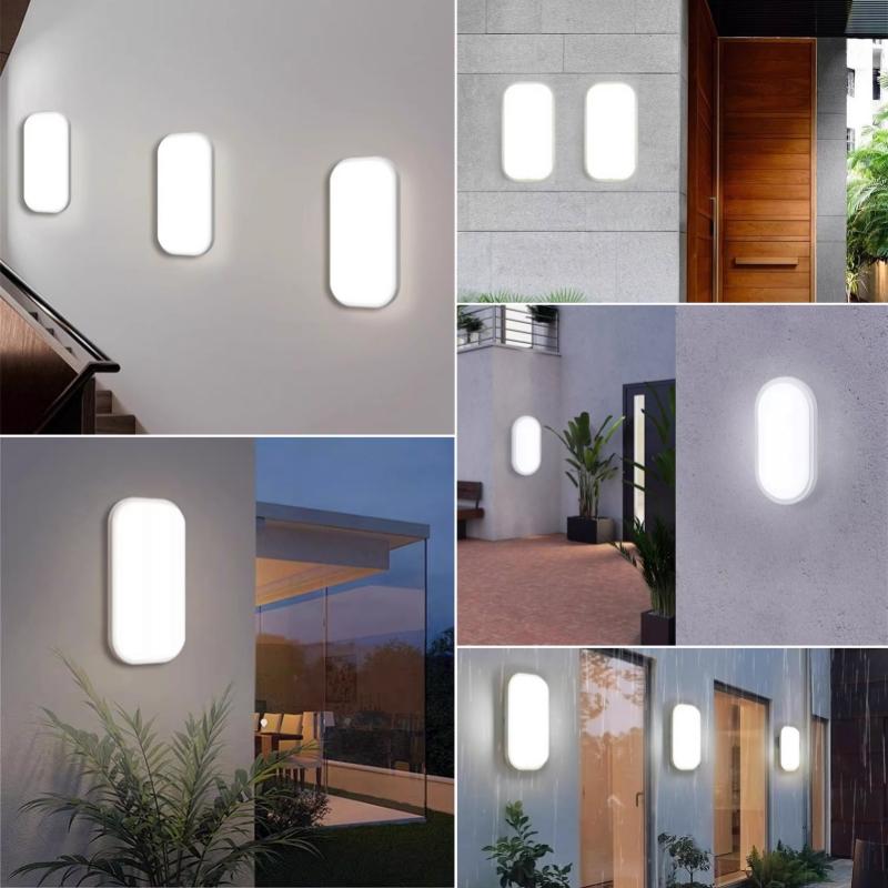 Oval/Square Moistureproof LED Wall Lamp 15W/20W Surface Mounted Bathroom Sconce Waterproof Balcony Garden Outdoor Ceiling Lights