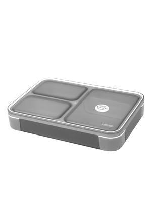Foodman Bento Kan Bäras Klart Dubbelt Säkrat med CB DSK-Låda, Smal, Upprätt, 600ml, Grå, Läcksäker, Försegling, 4-Punktslås, Japan,
