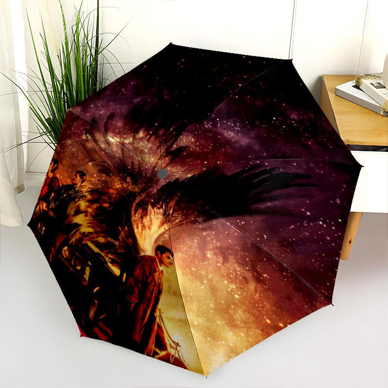 Supernatural: Shadows Flames Folding Umbrella Portable Travel Gift Umbrella Three Folds