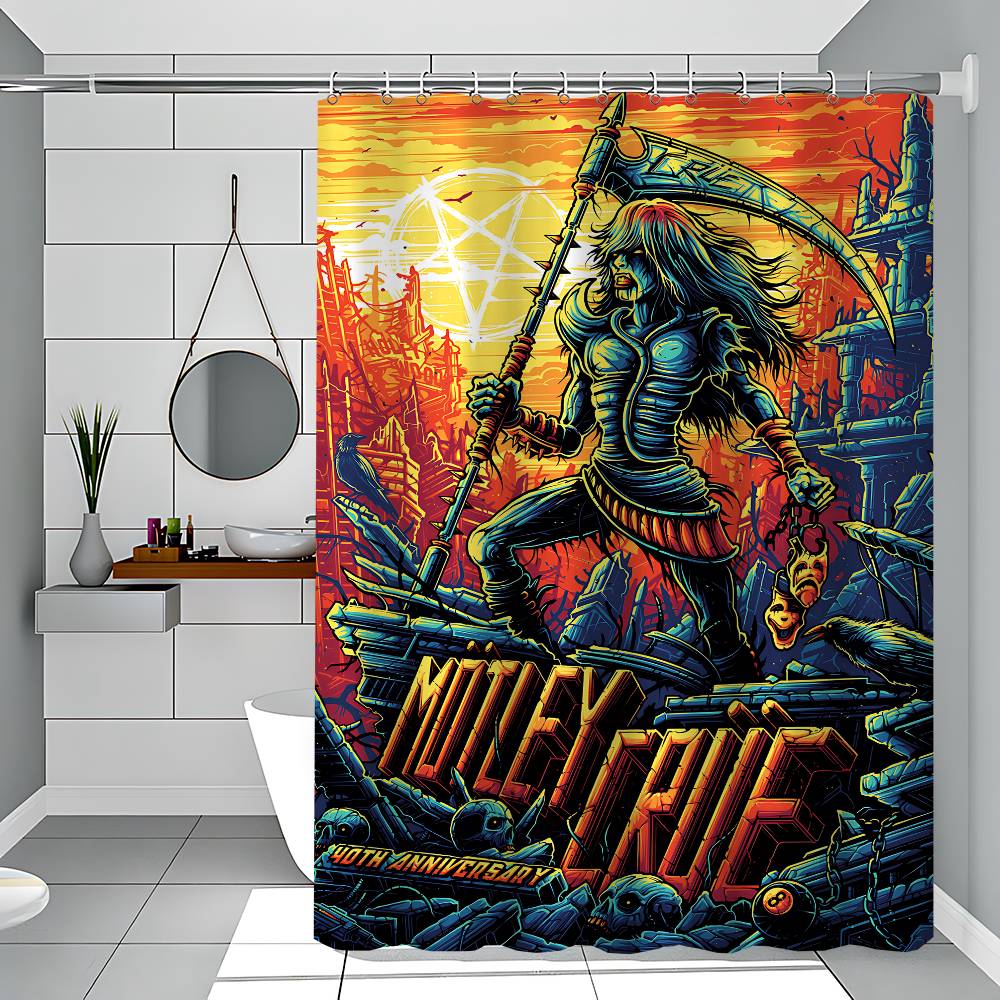 Popular Band M-Motley Crues Simple Shower Curtain Bathroom Shower Curtain Easy To Clean And Scrub Polyester Waterproof Opaque