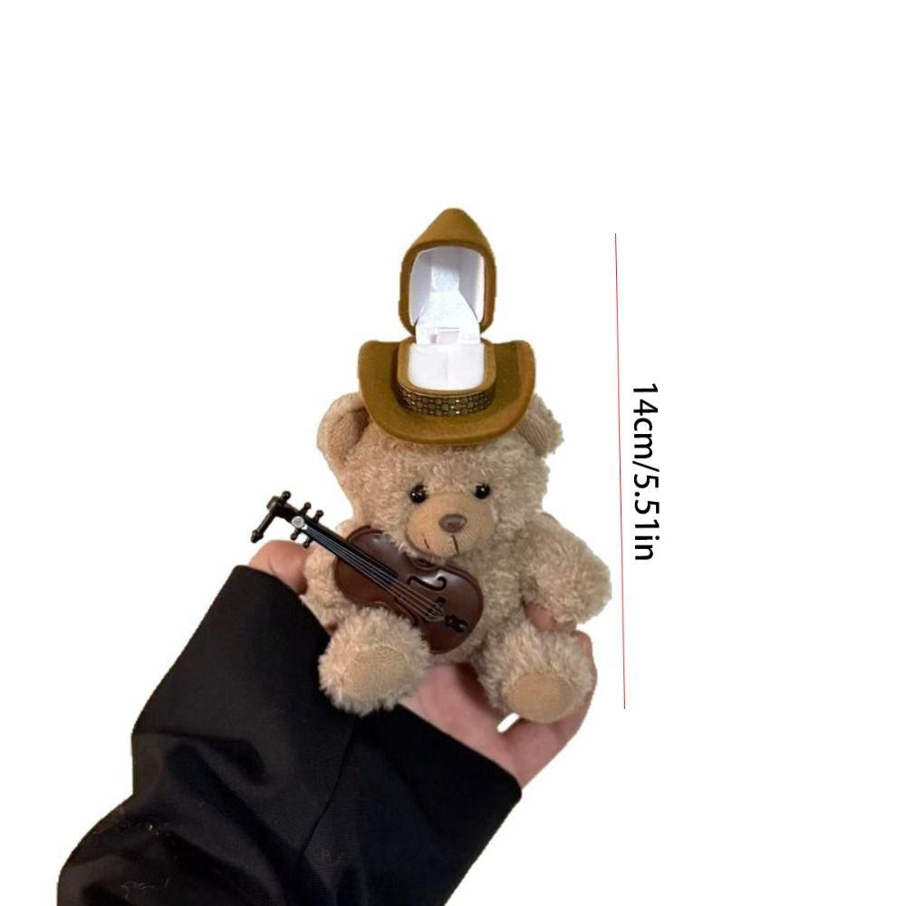 Ring Display Plush Puppy Doll Ring Box Bear Couple Rings Holder Wedding Ring Case Proposal