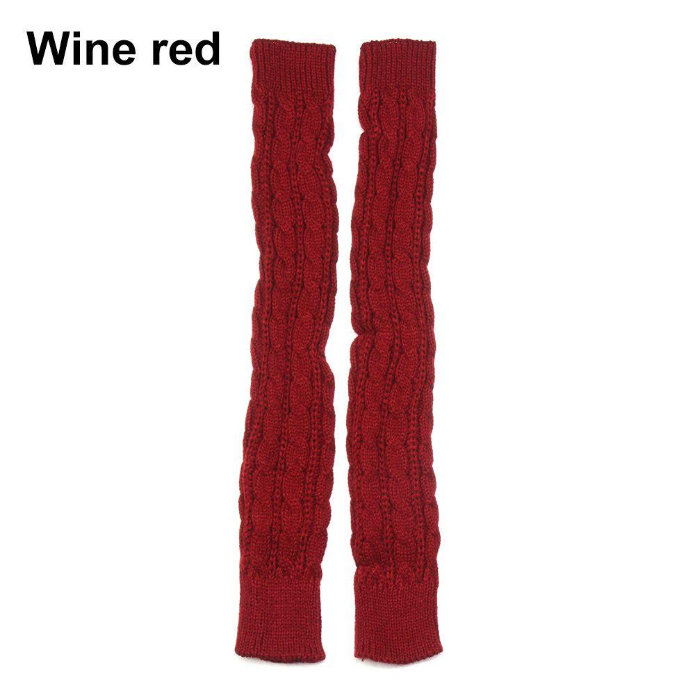 Women Man Autumn Winter Imitation Sleeves Knitted Mittens Long Gloves Arm Warmers Twist Pattern