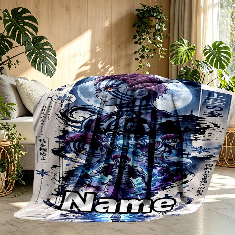 Custom Name Personalized Demon Slayer Print Blanket, Home Decor, Bedroom, Sofa, Camping, Couch, Gifts for Birthday ChristmasEnthusiasts