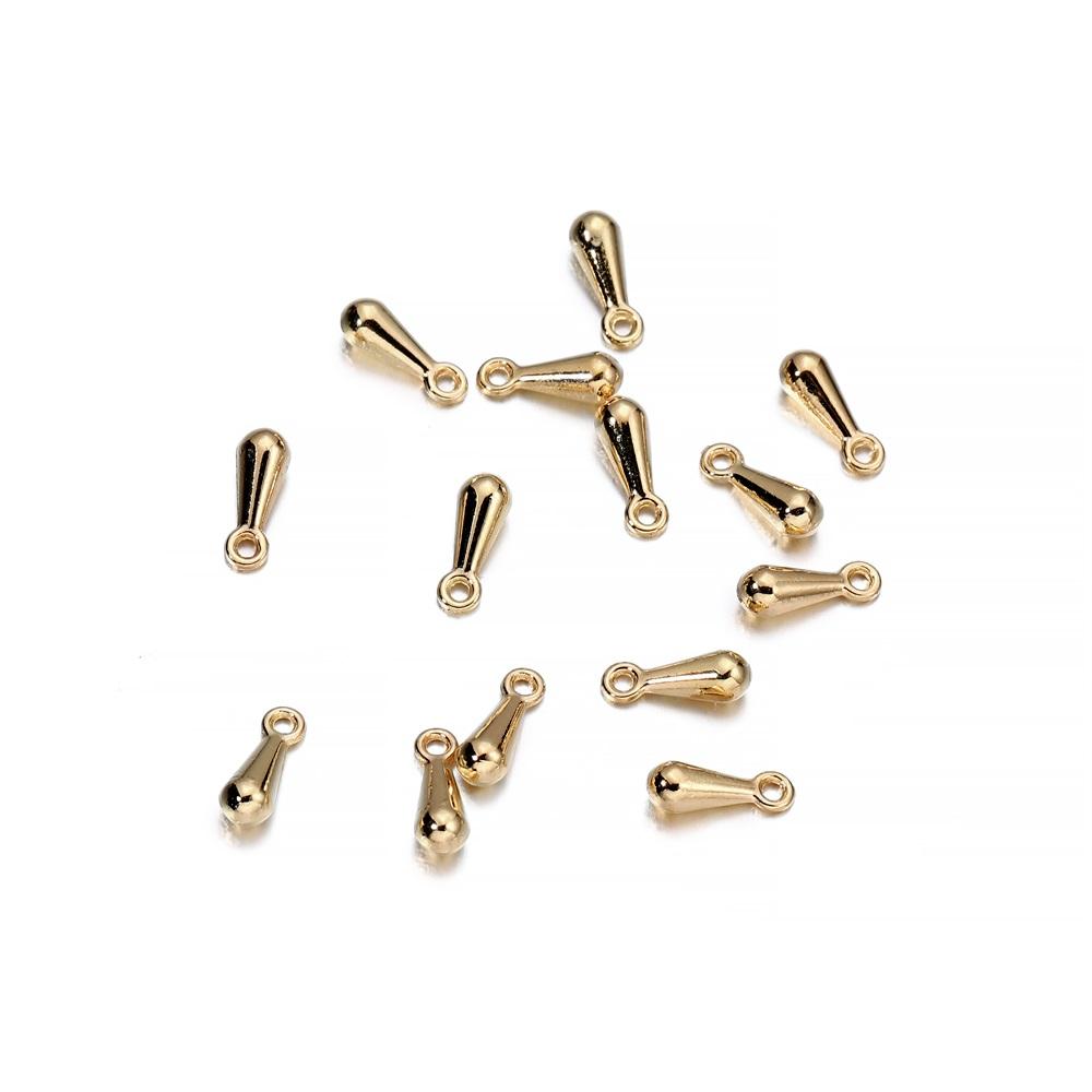 200Pcs/Lot Gold Color Water Drop Pendant End Beads 2*7 3*9mm For Tail Extender Chain DIY Jewelry Making Findings Accessories