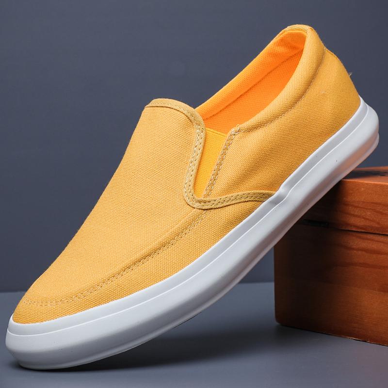 Men's Canvas Shoes Spring Autumn Leisure Anti-slip Working Lightweight Breathable Slip On White Shoes Men's Sneakers