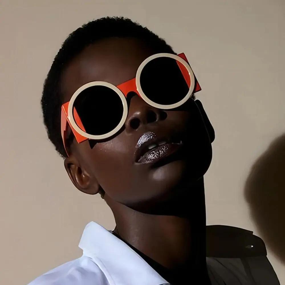 Women's Men's Round Double Color Sunglasses Fashion Retro Trend Sunglasses Travel Street Po Holiday Party Beach Glasses