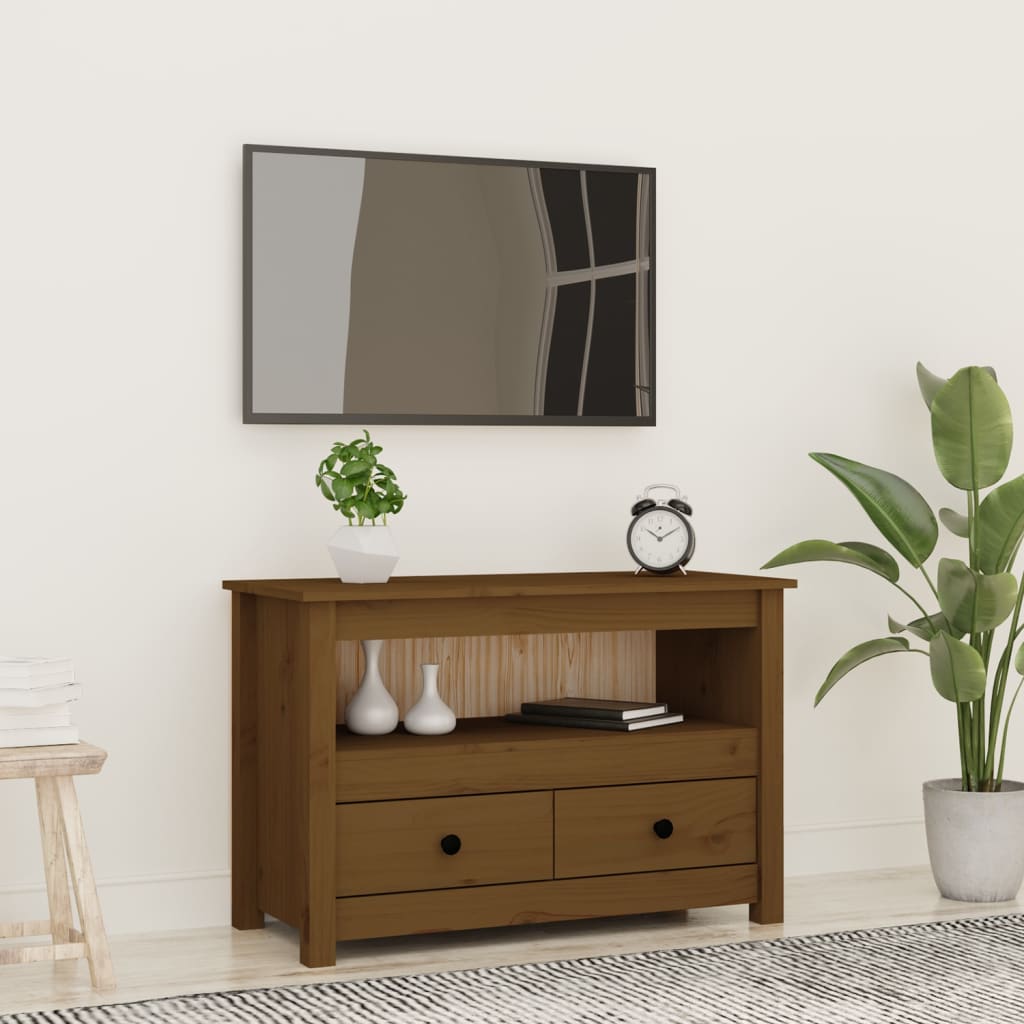TV Cabinet Honey Brown 79 x 35 x 52 cm Solid Pine Wood