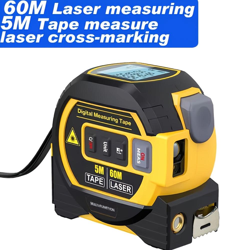 3-in-1 Tape Measure Laser Rangefinder with LCD Display Backlight Rangefinder Building Measurement device.Battery Not Included