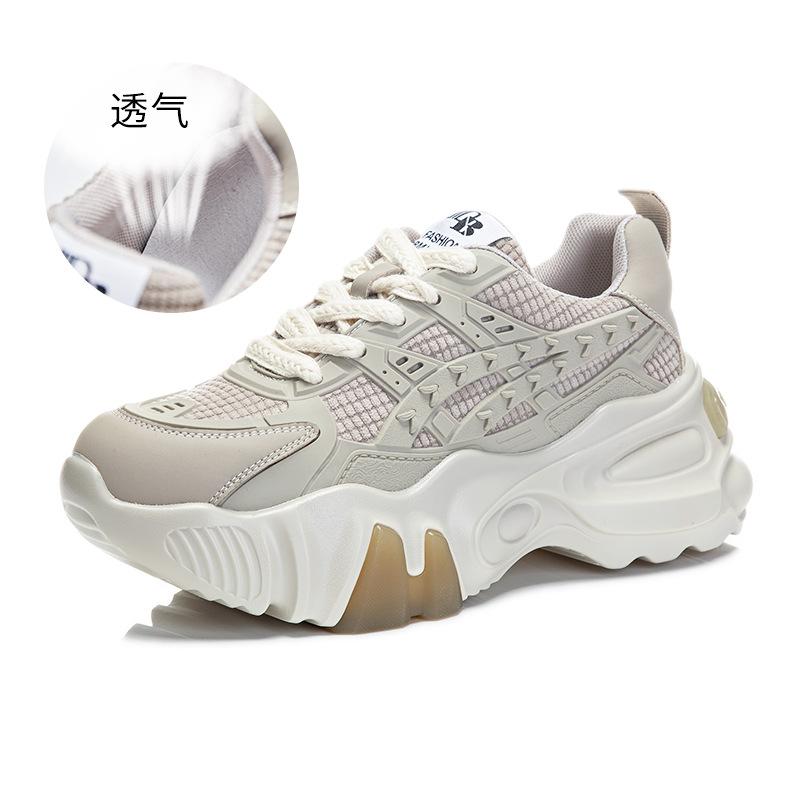 Suction film sole leather dad shoes women's 2025 spring new women's shoes children's versatile platform running sneakers women