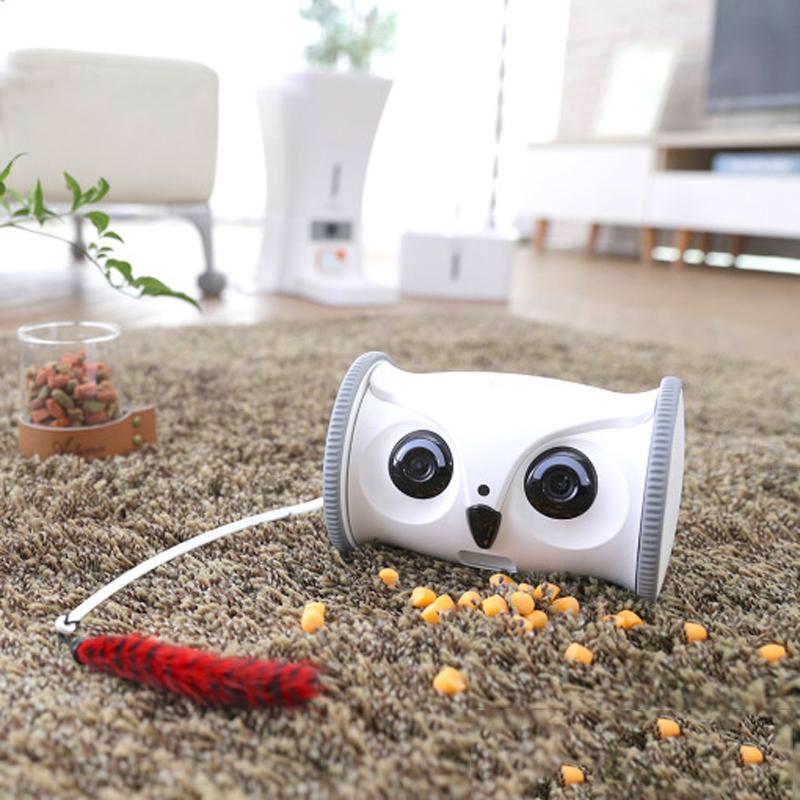 BOOTEELY Upgraded Automatic Smart Pet Toy Interactive Owl Robot Wifi With1080p Hd Video Camera Cat Dog Pet Supplies