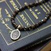 Silver One si Miraculous Medal Virgin Mary Necklace with Wood Beads, Black Spinel, and Hematite for Men (50cm + Adjustable Chain)