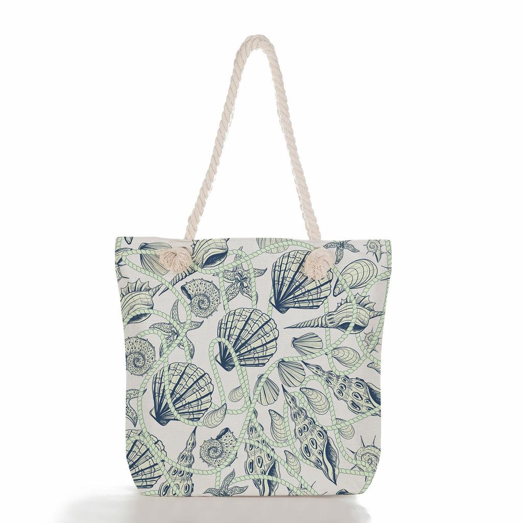 Colorful Print Thick Rope Single-shoulder Beach Bag 7208