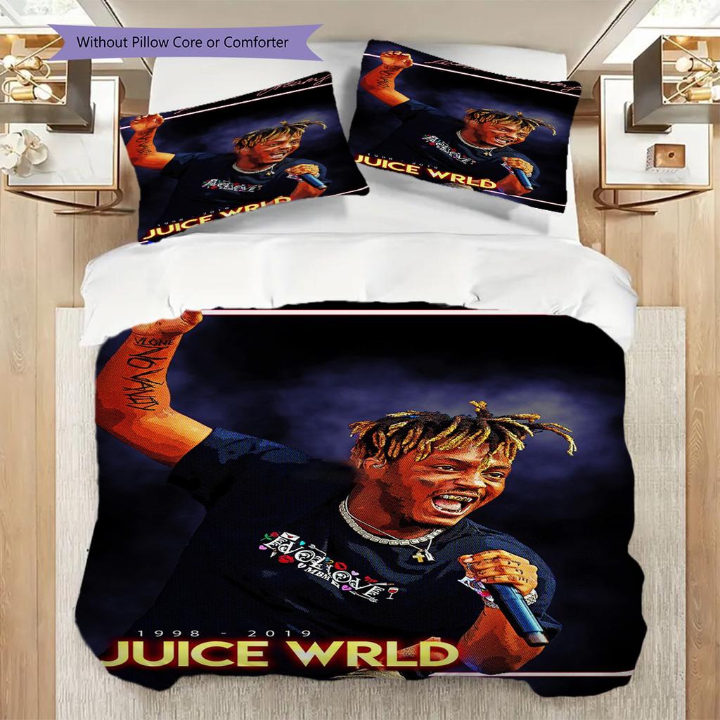 Juice Wrlds Neon Legacy Three-piece set (1 * duvet cover + 2 * pillowcase, without core) 2D Flat Bedding set Christmas birthday gift