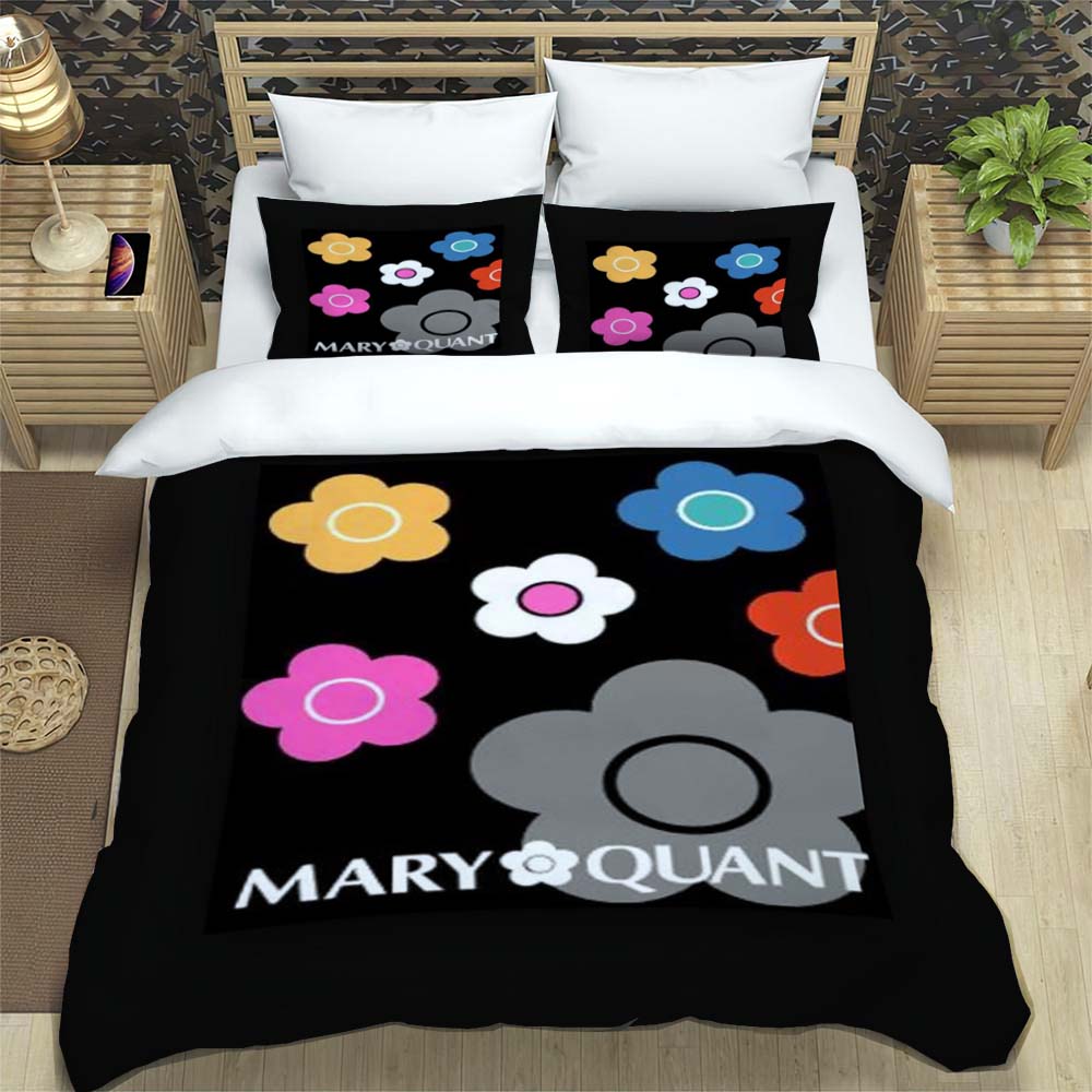 3-Piece M-Mary -Q-Quant- t PrintedDuvet Cover Set – Includes 1 Duvet Cover and 2 Pillowcases; Suitable for Home and Dorm Use