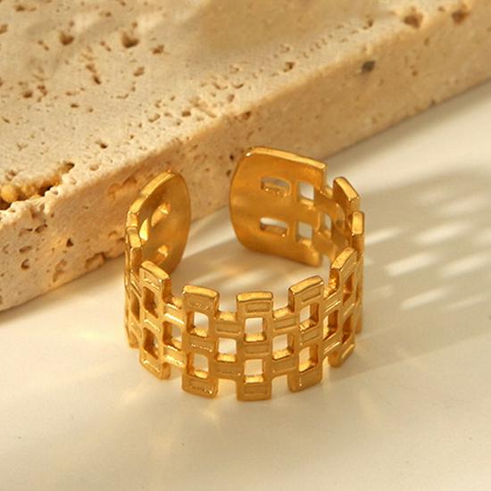 Inel deschis contemporan european și american din oțel inoxidabil placat cu aur de 18k pentru femei - Bijuterii versatile, elegante cu personalitate