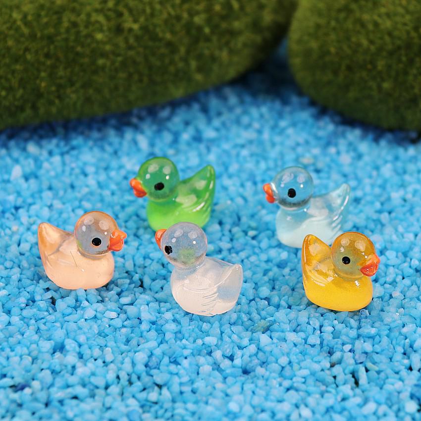 Bunte Leuchtende Gelbe Ente Harz Miniatur - Kreativer Cartoon Schmuck & Bastelzubehör